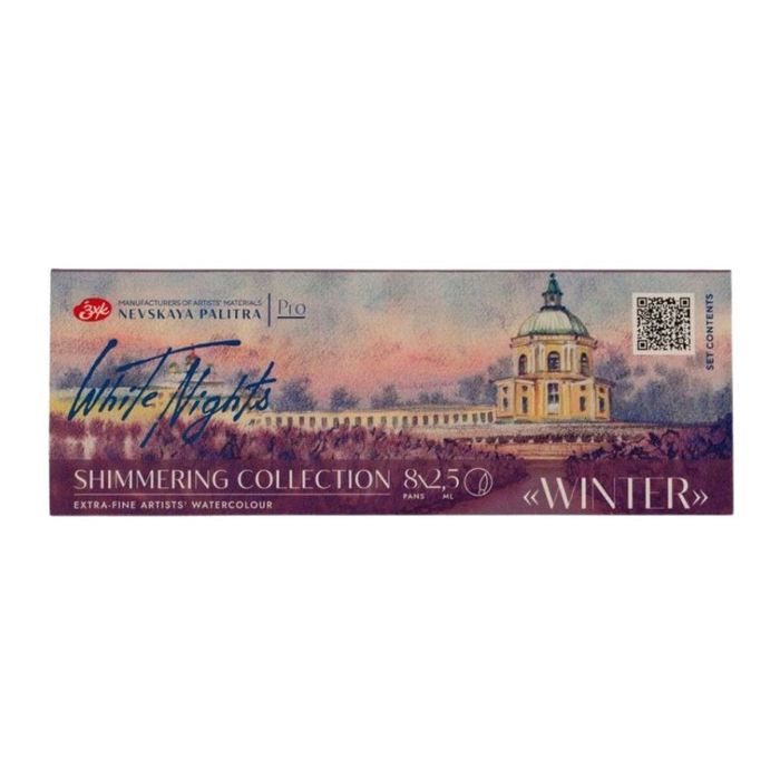 Kit 8 Tintas Aquarela White Nights em Pastilha Shimmering Collection - Winter