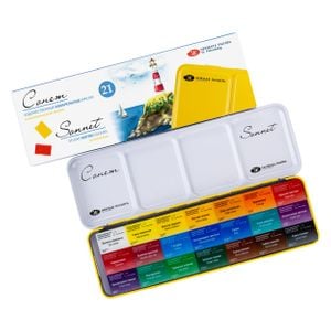 Kit 21 Tintas Aquarela Sonnet Nevskaya Palitra em Pastilha Estojo Metal - 1669