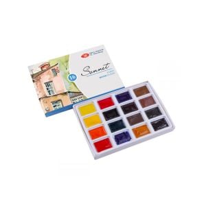 Kit de Aquarelas em Pastilha Nevskaya Palitra Sonnet - 16 cores 1138