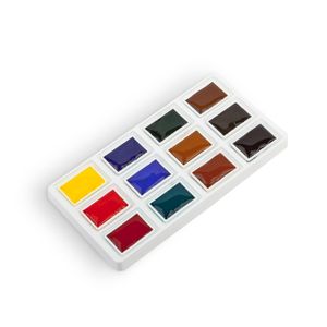 Kit de Aquarelas em Pastilha Nevskaya Palitra  Sonnet Plenair - 12 cores - 1879