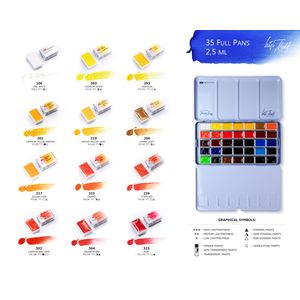 Kit 35 Tintas Aquarela White Nights em Pastilha Estojo Metal - 1563