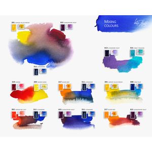 Kit 35 Tintas Aquarela White Nights em Pastilha Estojo Metal - 1563