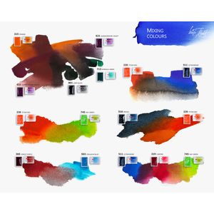 Kit 35 Tintas Aquarela White Nights em Pastilha Estojo Metal - 1563
