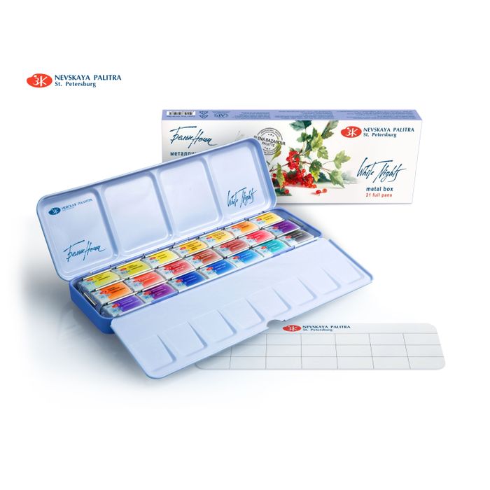 Kit 21 Tintas Aquarela White Nights  em Pastilha 