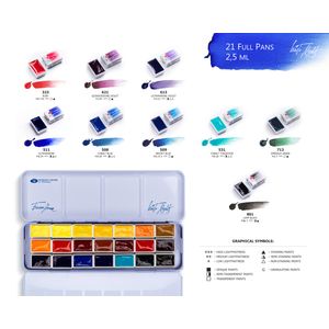 Kit 21 Tintas Aquarela White Nights  em Pastilha 