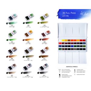 Kit 36 Tintas Aquarela White Nights em Pastilha - 1581