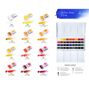 Kit 36 Tintas Aquarela White Nights em Pastilha - 1581