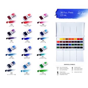 Kit 36 Tintas Aquarela White Nights em Pastilha - 1581