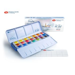 Kit 21 Tintas Aquarela White Nights em Pastilha Estojo Metal - 1562