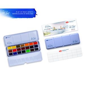 Kit 21 Tintas Aquarela White Nights em Pastilha Estojo Metal - 1562