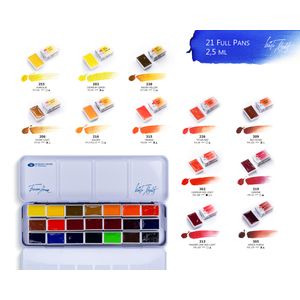 Kit 21 Tintas Aquarela White Nights em Pastilha Estojo Metal - 1562