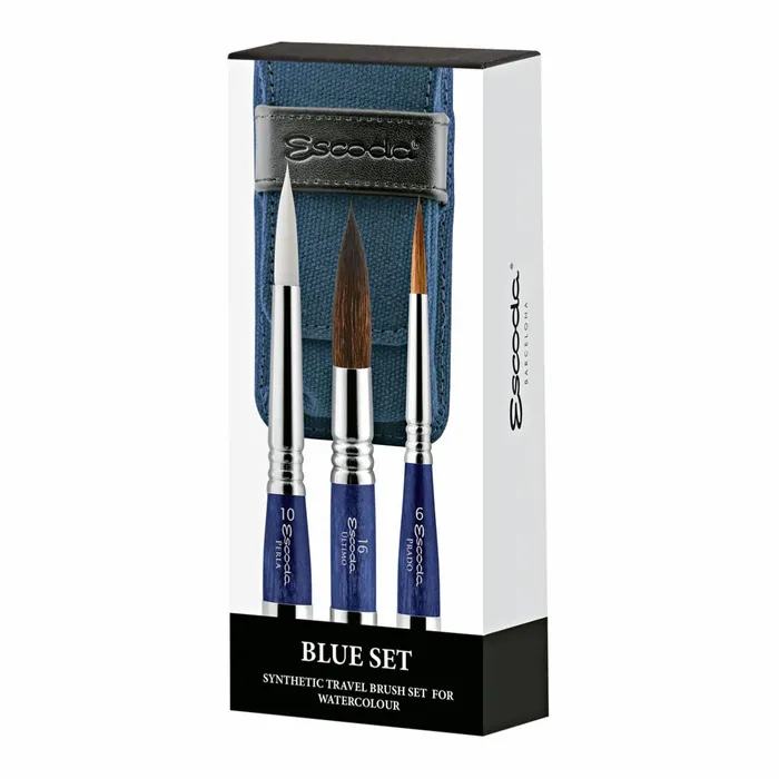 Estojo Escoda Blue com 3 Pinceis Travel Brush - 1271