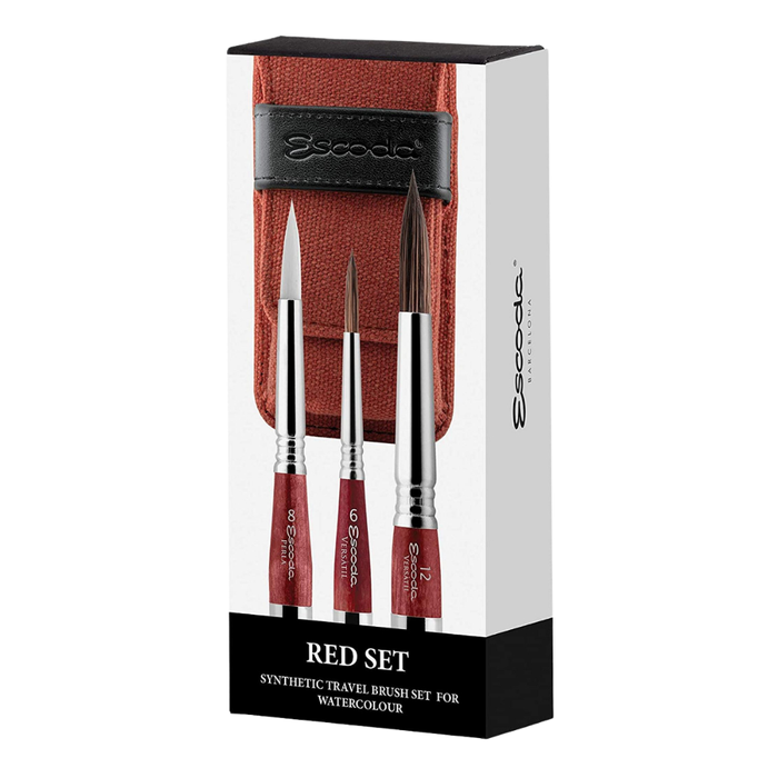 Estojo Escoda Red com 3 Pinceis Travel Brush 