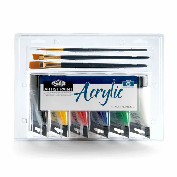 Kit de Tinta Acrilica Royal e Langnickel com 9 peças - ACR75-6B