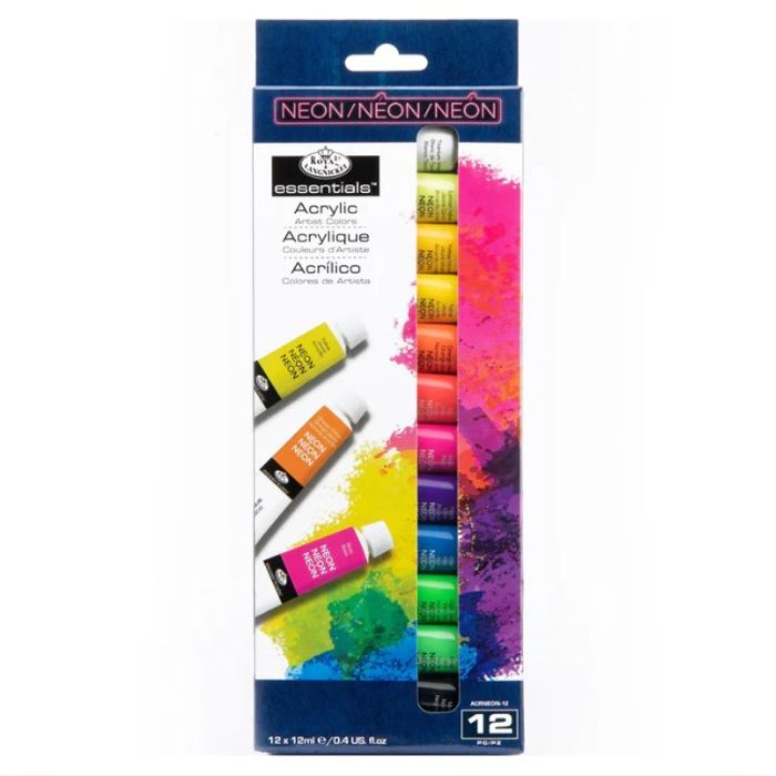 Kit Tinta Acrilica Royal e Langnickel 12 Cores Neon - ACRNEON12