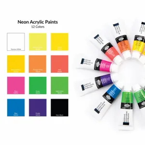 Kit Tinta Acrilica Royal e Langnickel 12 Cores Neon - ACRNEON12