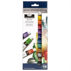 Kit Tinta Acrilica Royal e Langnickel 12 Cores Metalicas - ACRMET12
