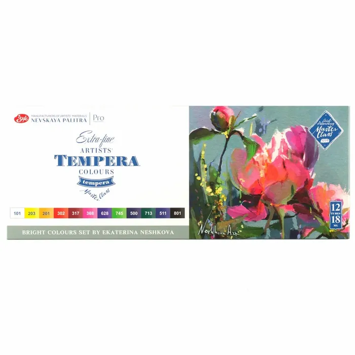 Kit Tempera Profissional Nevskaya Palitra Master Class 12 Cores 18ml - 