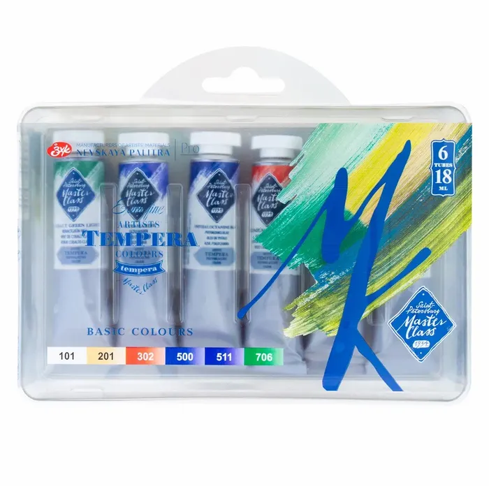 Kit Tempera Profissional Nevskaya Palitra Master Class 6 Cores 18ml - 2078