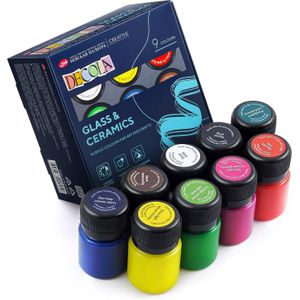 Kit de Tinta Para Vidro Decola Efeito Opaco 9 cores 20 ml