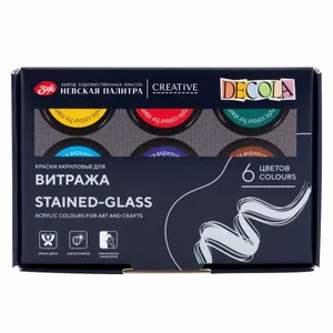 Kit de Tinta Para Vidro Decola Efeito Translucido 6 cores 20 ml