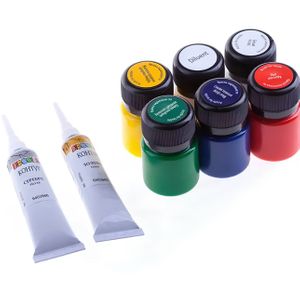 Kit de Tinta Para Vidro Decola Efeito Opaco 5 cores 20 ml + 2 Liners Metalicos