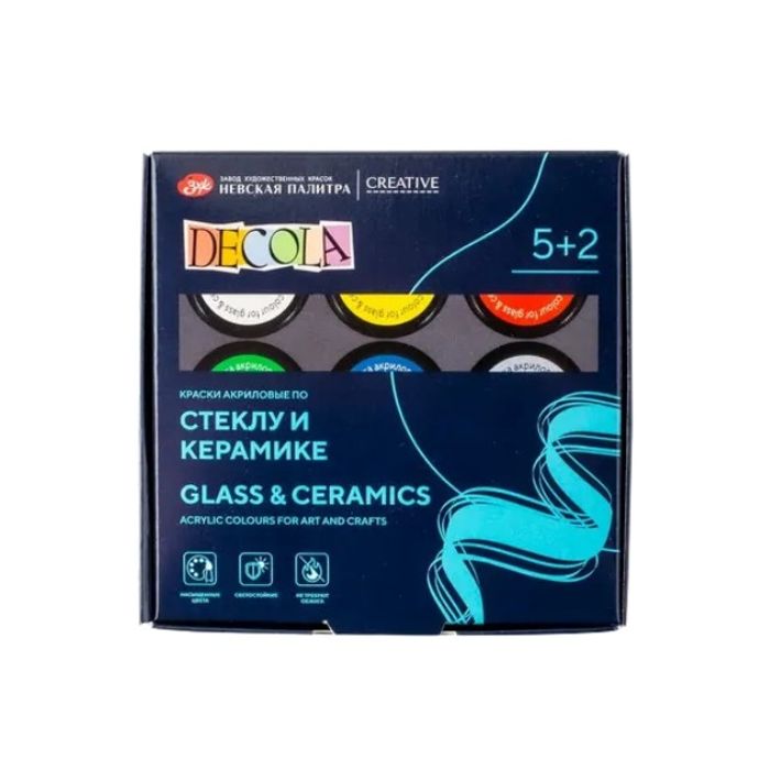 Kit de Tinta Para Vidro Decola Efeito Opaco 5 cores 20 ml + 2 Liners Metalicos