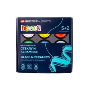 Kit de Tinta Para Vidro Decola Efeito Opaco 5 cores 20 ml + 2 Liners Metalicos