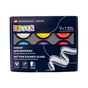 Kit de Tinta Para Vidro Decola Efeito Translucido 9 cores 20 ml + Liner