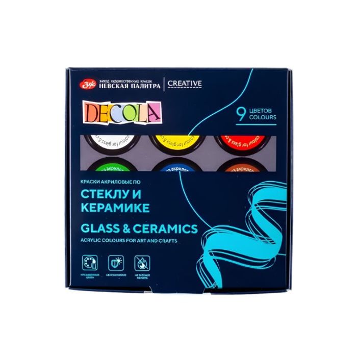 Kit de Tinta Para Vidro Decola Efeito Opaco 9 cores 20 ml