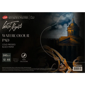 Bloco Aquarela White Nights 240g/m² 100% Celulose Papel Preto A5 12 Folhas