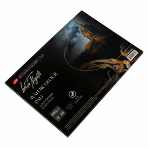 Bloco Aquarela White Nights 240g/m² 100% Celulose Papel Preto A5 12 Folhas