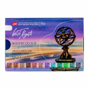 Kit 12 Tintas Aquarela White Nights em Pastilha Tons Granulados 
