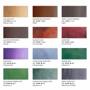 Kit 12 Tintas Aquarela White Nights em Pastilha Tons Granulados 
