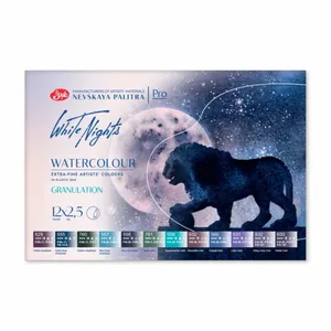 Kit 12 Tintas Aquarela White Nights em Pastilha Tons Granulados - 2005