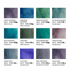 Kit 12 Tintas Aquarela White Nights em Pastilha Tons Granulados - 2005