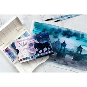 Kit 12 Tintas Aquarela White Nights em Pastilha Tons Granulados - 2005