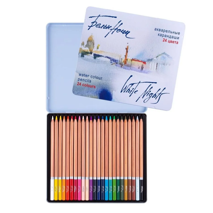 Lapis de Cor Aquarelavel White Nights 24 Cores Estojo Metal - 1256