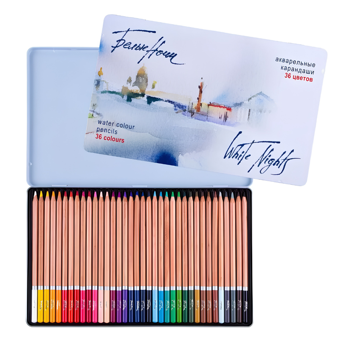 Lapis de Cor Aquarelavel White Nights 36 Cores Estojo Metal - 1330