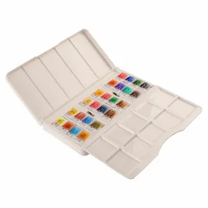 Kit 24 Tintas Aquarela White Nights em Pastilha Estojo Plastico - 1583
