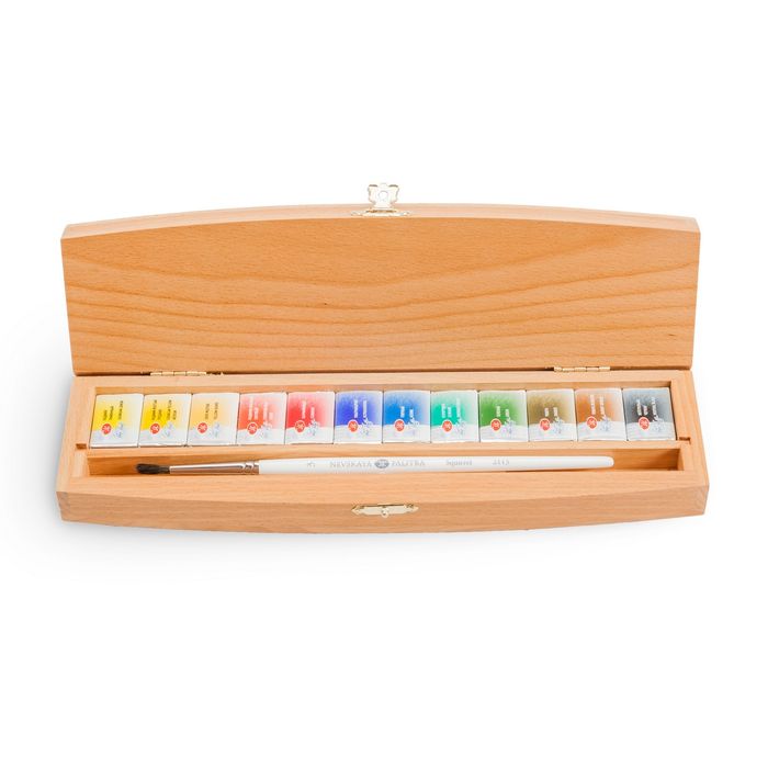 Kit Luxo com 12 Tintas Aquarela White Nights em Pastilha - 084