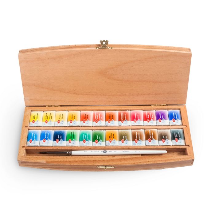 Kit Luxo com 24 Tintas Aquarela White Nights em Pastilha - 085