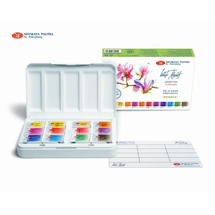 Kit 12 Tintas Aquarela White Nights em Pastilha Botanica - 1874