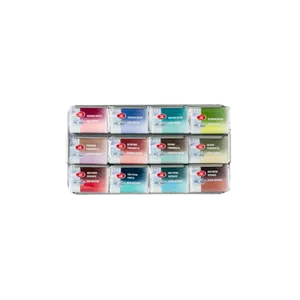 Kit 12 Tintas Aquarela Metamorphoses White Nights em Pastilha Estojo Metal