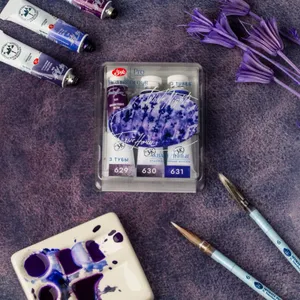 Kit 3 Tintas Aquarela White Nights Granuladas em Tubo Tons Violeta - 2144