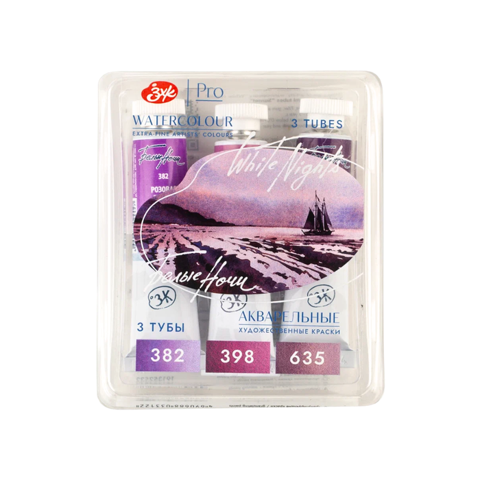 Kit 3 Tintas Aquarela White Nights Granuladas em Tubo Tons do Por do Sol - 2532