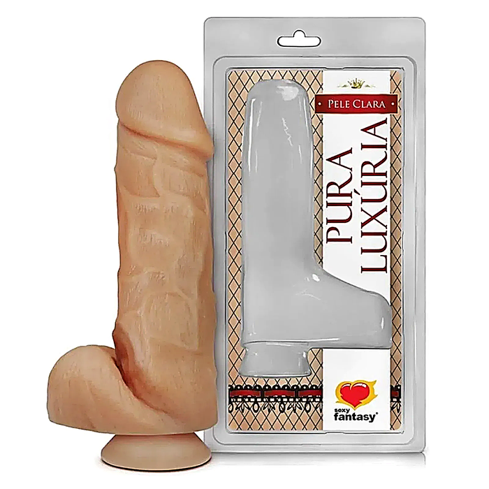 Prótese Maciça Com Escroto Ventosa 18 X 5Cm Sexy Fantasy