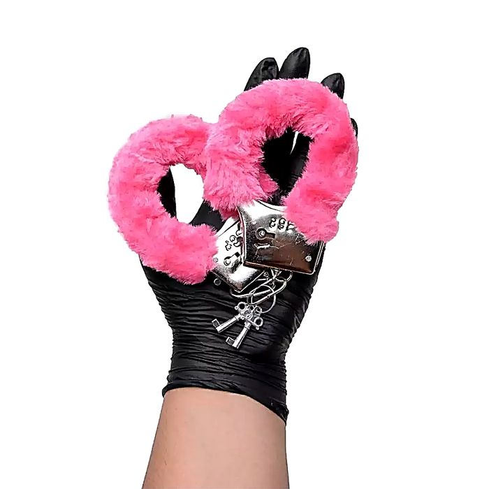 Algemas De Metal Com Pelúcia Rosa Cuffs