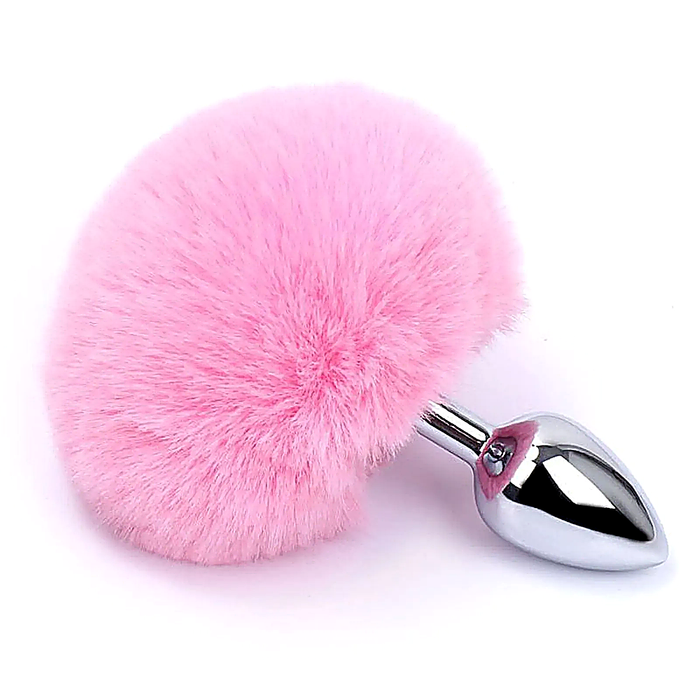 Plug Anal Aço Pequeno Pompom Coelho