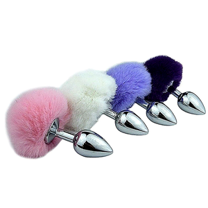 Plug Anal Aço Pequeno Pompom Coelho